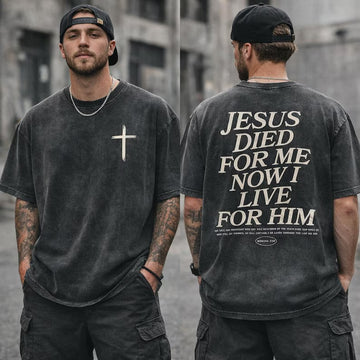 Jesus Died For Me Shirt, Acid Wash Christian Tee, Romans 5 10 Top, Vintage Wash Faith Shirt, Streetwear Graphic Tee, Unisex Oversized